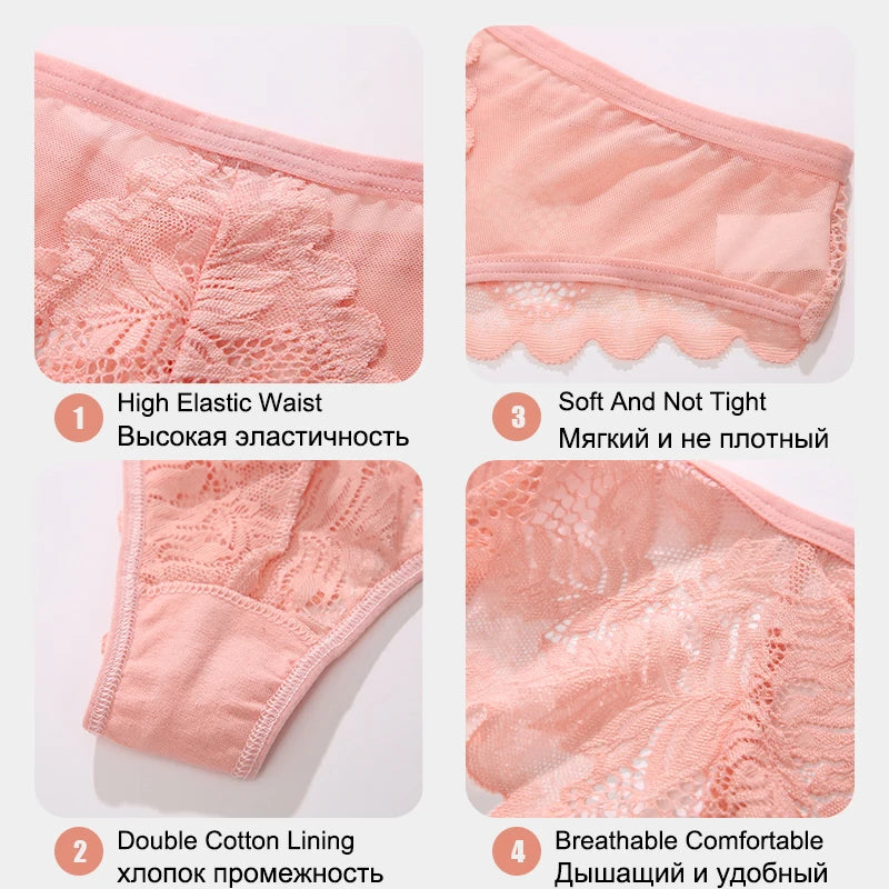 Women Sexy Lace Thongs Ladies Solid Color G-String Panties Floral Perspective Underwear Female Soft Breathable Intimate Lingerie Main image