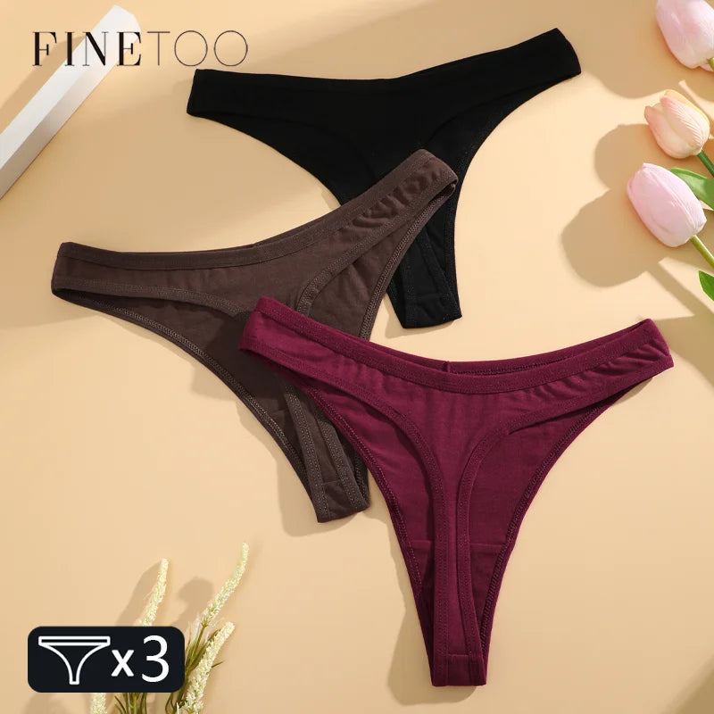 3Pcs/set Cotton Seamless Panties Comfort Underwear for Women Low Waist Breathable Thongs Sexy Solid Sport G-String Soft Lingerie Main image