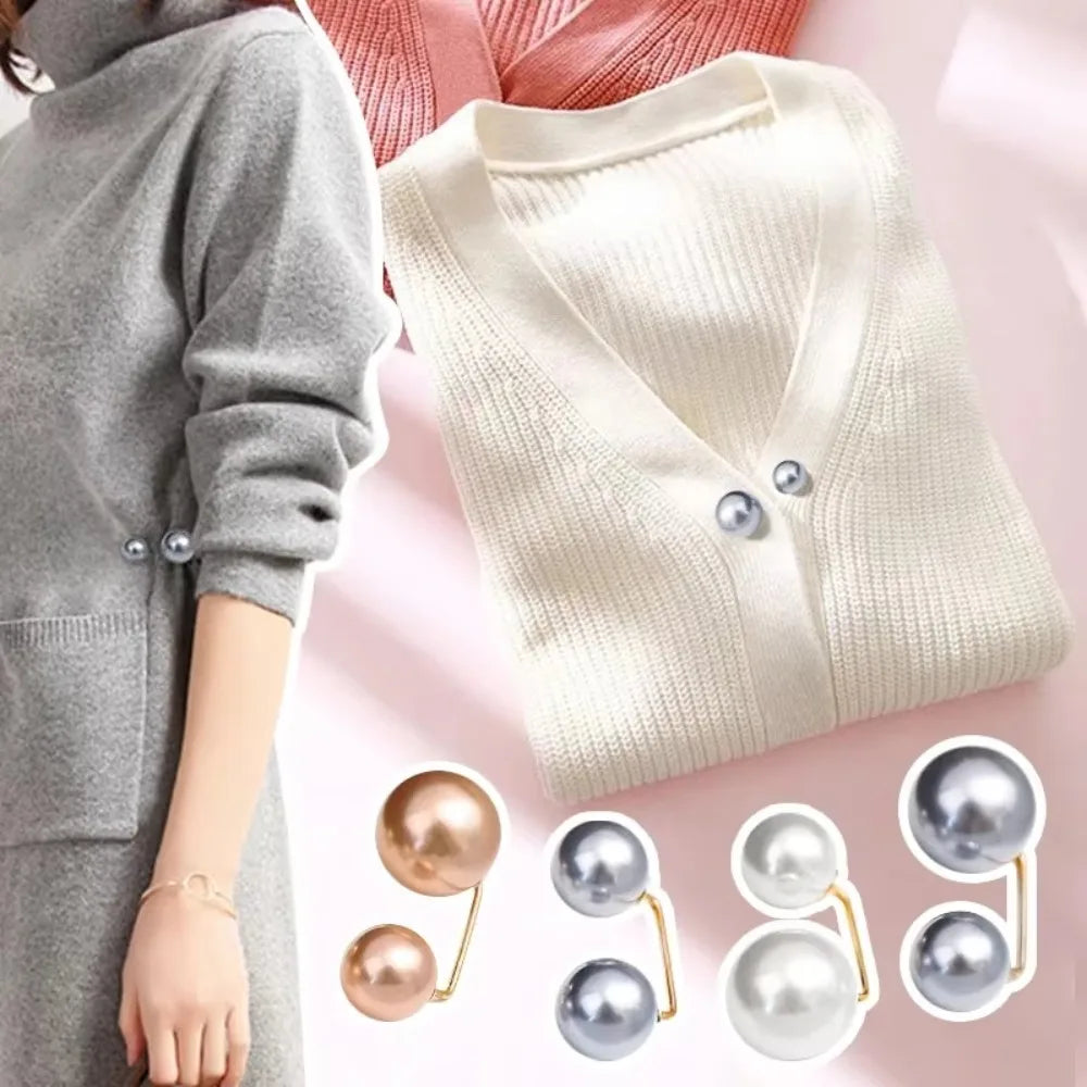 3/6/8Pcs Clothing Accessories Pearl Brooch Detachable Double Head Pin Waist Clip Jewelry Accessory Multifunctional Pants Pin Main image
