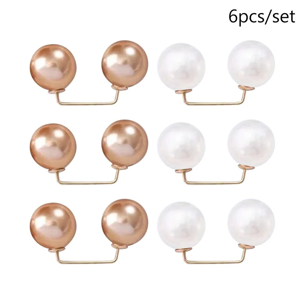 3/6/8Pcs Clothing Accessories Pearl Brooch Detachable Double Head Pin Waist Clip Jewelry Accessory Multifunctional Pants Pin