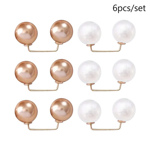 3/6/8Pcs Clothing Accessories Pearl Brooch Detachable Double Head Pin Waist Clip Jewelry Accessory Multifunctional Pants Pin