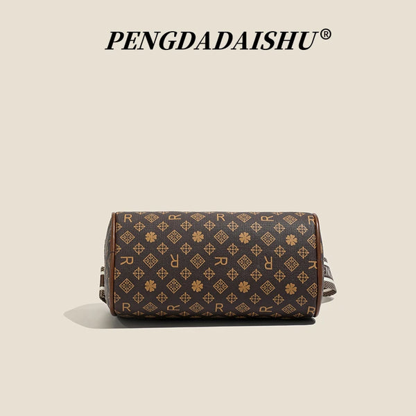 Women's Bag New Alphabet Print Shoulder Bag Fashion Retro Pillow Bag High-End Crossbody Bag Trendy