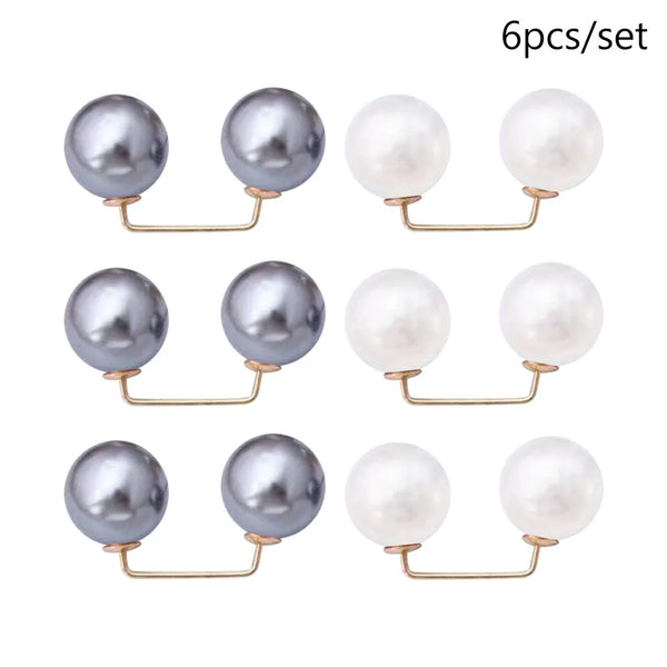 3/6/8Pcs Clothing Accessories Pearl Brooch Detachable Double Head Pin Waist Clip Jewelry Accessory Multifunctional Pants Pin