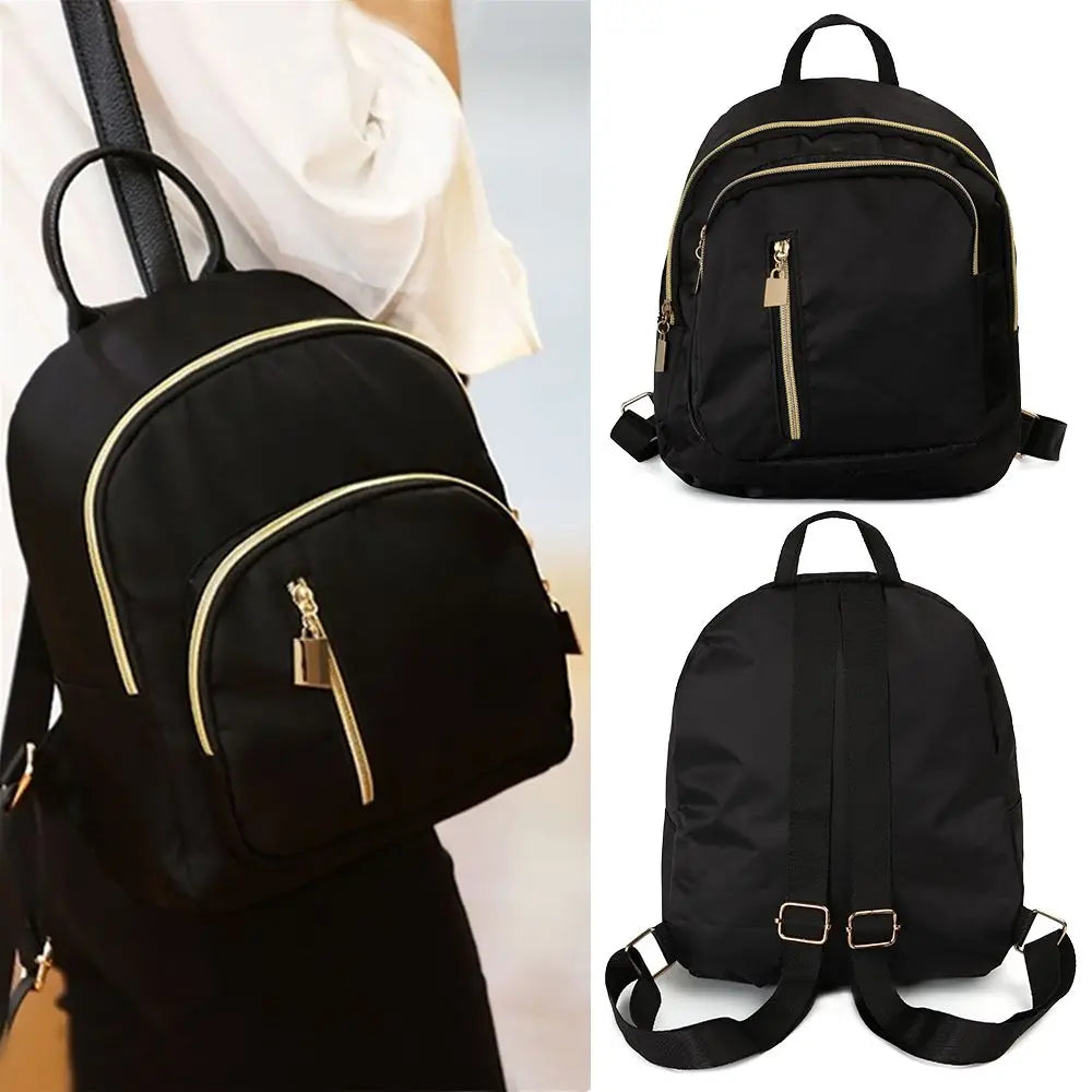 Women's Multi-Function Fashion Girl Nylon Daypack Travel Cute Mini Backpack Men Shoulder Bag Black Purse Hot Main image