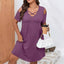 Fashion Plus Size Women Dresses Summer Off Shoulder Short Sleeve Loose Mini Dress Casual Cross V-Neck Striped Print Short Dress