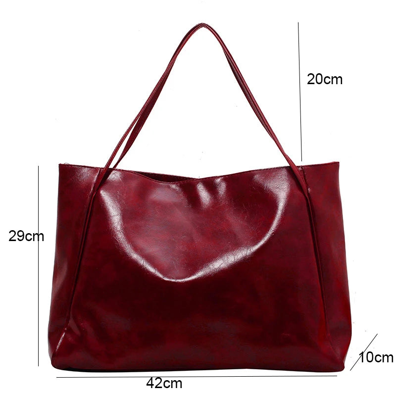 Women Tote Bag Fashion Underarm Pouch Large Capacity Soft Pu Leather Shoulder Bag Retro Crossbody Bag Casual Portable Bucket Bag Secondary image