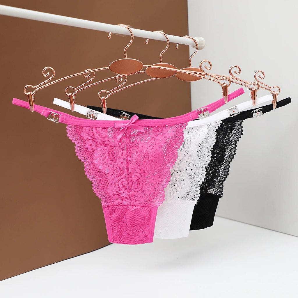 Women's Thongs G-string Panties Sexy Lace Flowers Low Waist Briefs Fashion Underpants Transparent T-back Underwear