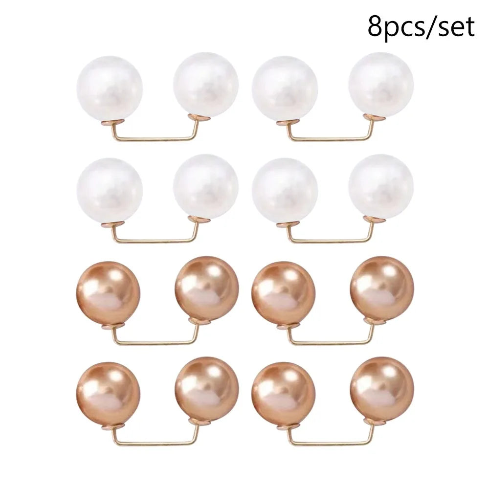 3/6/8Pcs Clothing Accessories Pearl Brooch Detachable Double Head Pin Waist Clip Jewelry Accessory Multifunctional Pants Pin