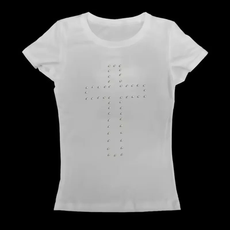 Woman Clothes Vintage Women's 2000s Y2k Tops Corset Emo Summer Aesthetic Women's Blouses Harajuku With RhinestoneCrop Top Secondary image