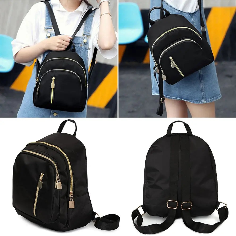 Women's Multi-Function Fashion Girl Nylon Daypack Travel Cute Mini Backpack Men Shoulder Bag Black Purse Hot Secondary image