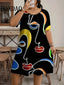 Fashion Street Abstract Painted Face Women's Dresses Plus Size 9XL Short Sleeve Loose Dress Summer Casual 3D Print Short Dresses