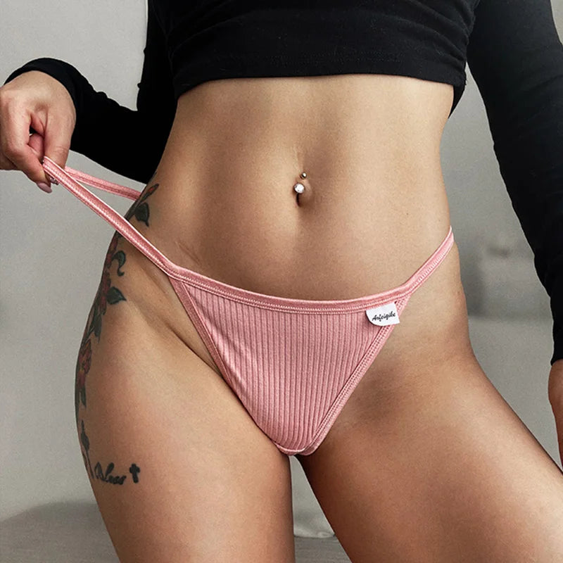 Cotton  Sexy Women's Panties Simple Thongs Lingerie Briefs Female Underwear Sports G-Strings Hot T-Back Breathable Underpants Secondary image