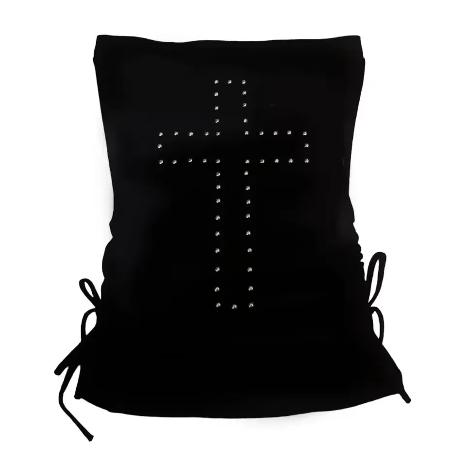 Woman Clothes Vintage Women's 2000s Y2k Tops Corset Emo Summer Aesthetic Women's Blouses Harajuku With RhinestoneCrop Top Main image
