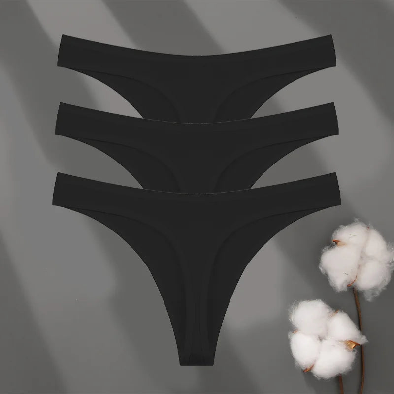 3Pcs/set Cotton Seamless Panties Comfort Underwear for Women Low Waist Breathable Thongs Sexy Solid Sport G-String Soft Lingerie