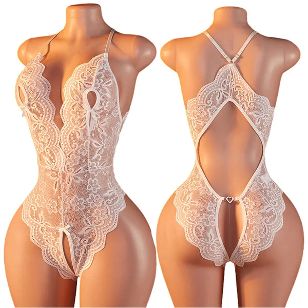 Woman Body Suit Hot Low Neck Backless Erotic Babydoll Dresses desire Costume Outdoor Sexy Curvy Lingerie Intimate Night Outfit