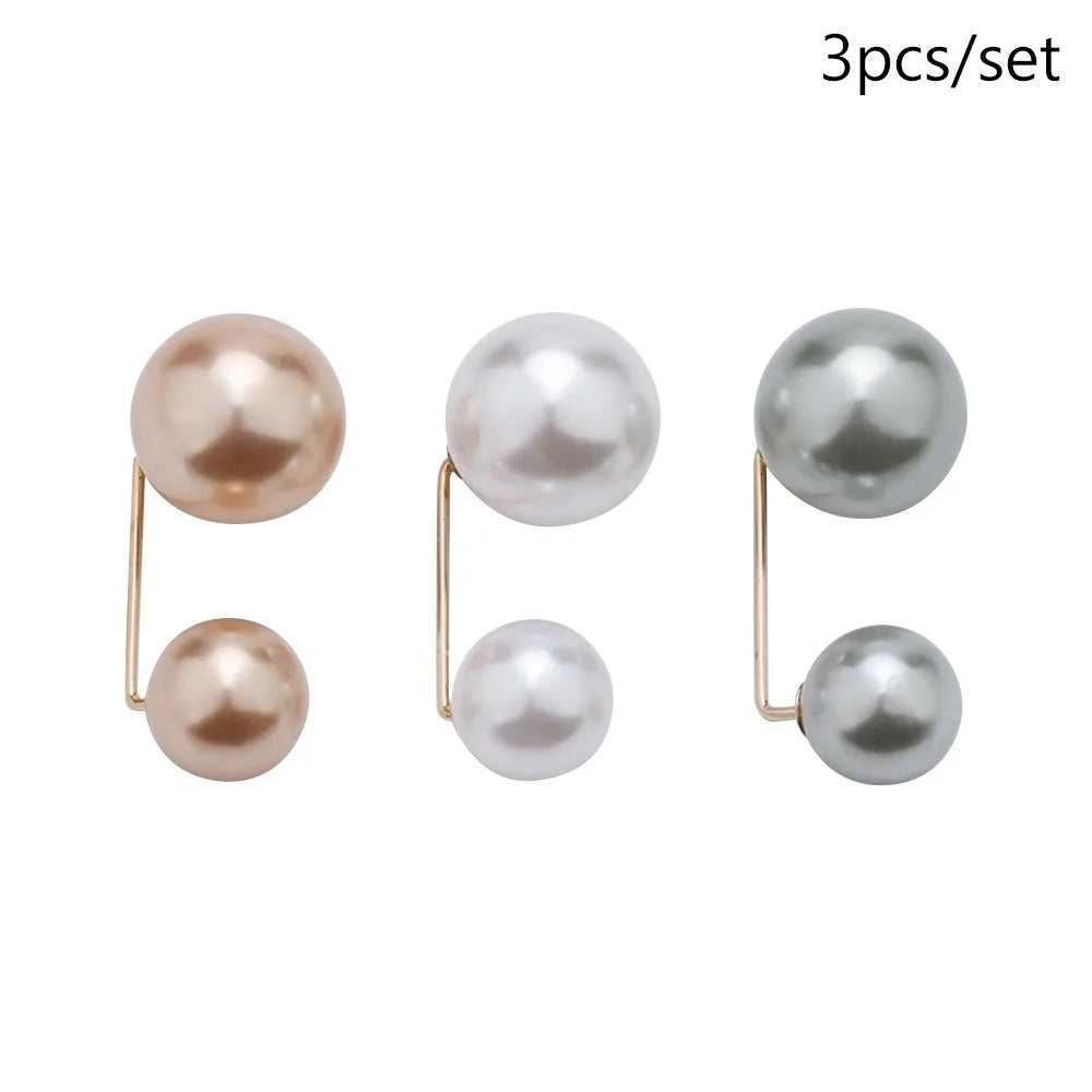 3/6/8Pcs Clothing Accessories Pearl Brooch Detachable Double Head Pin Waist Clip Jewelry Accessory Multifunctional Pants Pin